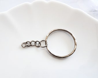 Silver keyring chains for jewellery making pack of 5 | round keychain hoops for resin keyring crafts