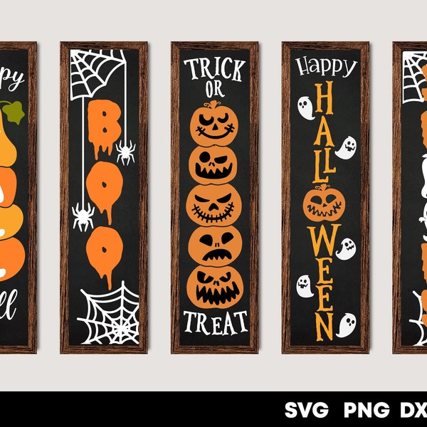 Halloween porch sign svg bundle Fall porch sign svg Halloween tall door sign svg Halloween welcome sign Vertical sign svg files for cricut