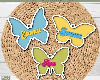 Schmetterling Osterkorb Tags svg Kinder Osterkorb Tags Laserschnitt-Dateien Personalisierte Ostern Namensschilder svg Ostergeschenkanhänger svg Glowforge