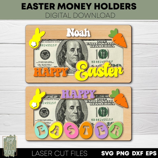 Easter money holders svg Money envelope svg Cash envelope Easter basket name tag Banknote holder svg laser cut files Personalized money gift