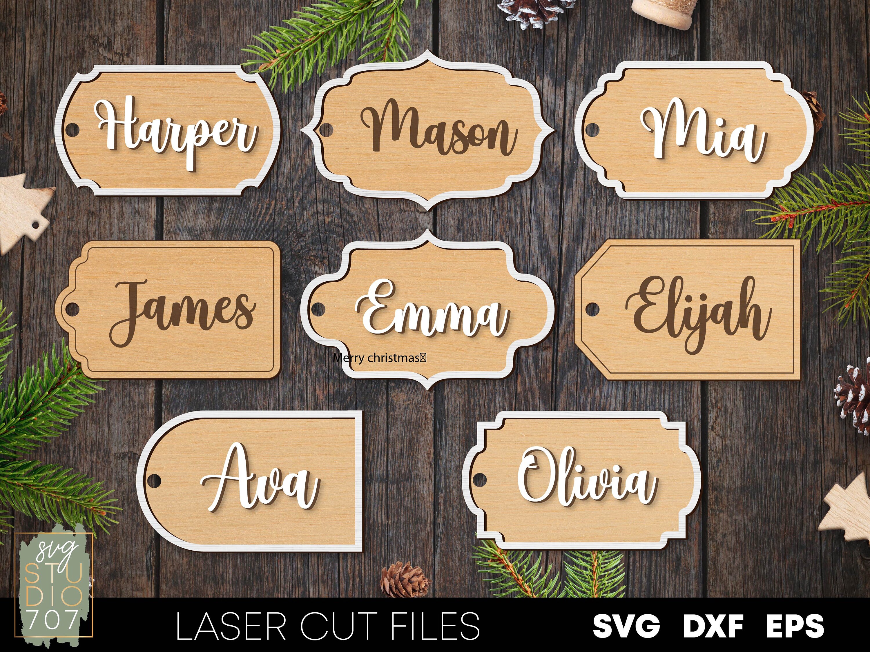 Stocking Name Tags Svg Bundle Christmas Gift Name Tag Svg Etsy