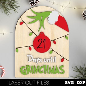 Christmas countdown svg laser cut files Christmas countdown sign template Countdown days until Christmas Advent Glowforge Digital download