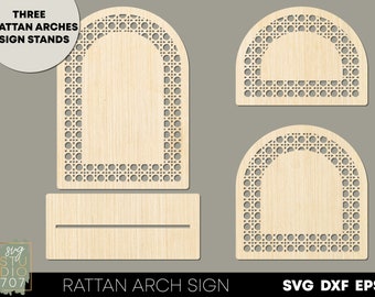 Rattan arch sign svg Arch shape laser cut files Arched Frame svg Arch backer svg Boho wedding sign svg Baby name sign Glowforge files