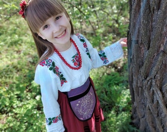 Ukrainian traditional folk cloth for little girls, hand made, vyshyvanka for kids