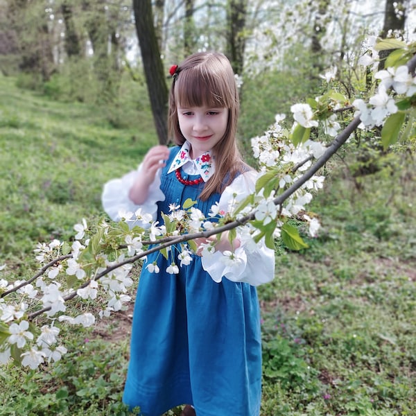 Ukrainian linen dresses for baby kids, vyshyvanka dress, embroidery clothing, hand made item