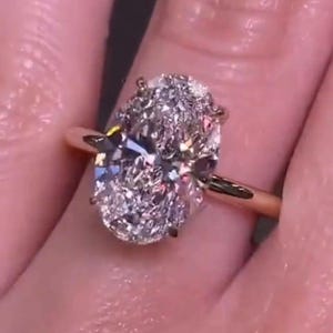 Engagement Ring 3.50CT Oval Moissanite in 14k Solid Gold with Hidden Halo – Oval Cut Solitaire Wedding & Anniversary Ring