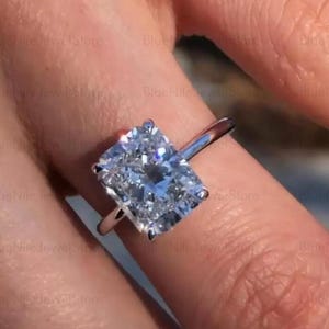 Art Deco Moissanite Engagement Ring: 2.69 CT Elongated Cushion Cut, 14K Gold