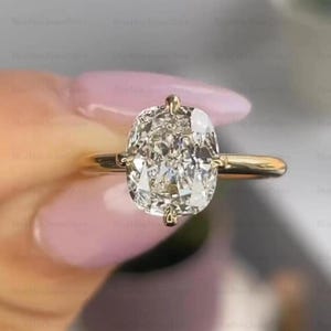 Cushion Cut Moissanite Engagement Ring: 14K Yellow Gold Hidden Halo