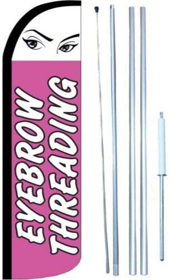 Eyebrow Threading Banner Sign Flag Only - 3’ Wide Polyester Flutter Flag, 11.5 Ft Tall, Multi-Color Advertising