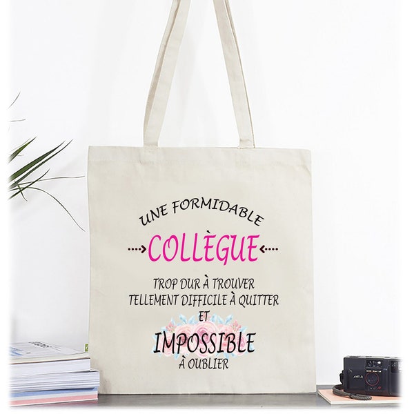 Tote bag en cadeau pour votre collègue. de travail. Dire merci à sa collègue. Cadeau original collègue