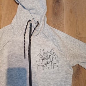 Men&#39;s or women&#39;s sweatshirt embroidered and personalized from your photo. High quality artisanal work, handmade embroidery in France