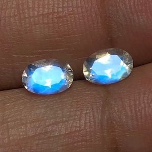 AAA Rainbow Moonstone Pair | Natural Indian Gemstone, 5x7mm Oval Cut