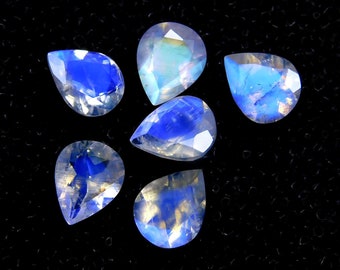 8x10mm Moonstone Gemstone | Blue Fire Moonstone Cut | Pear Moonstone  | Indian Moonstone | Moonstone For Ring | Natural Moonstone Cut Stone