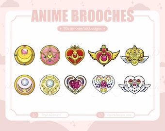 Anime Brooch Twitch Badges: Sub/Bit Emotes (Digital Download)