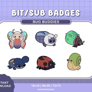 Bug Buddies Twitch Bit/Sub Badges | Digital | Streamer | Gaming | Affiliate | Twitch Channel | Discord