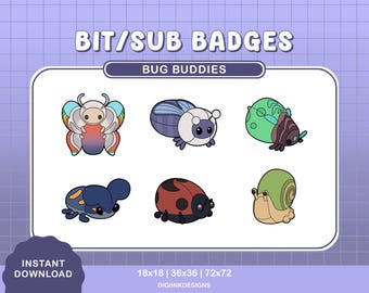 Bug Buddies Twitch Bit/Sub Badges | Digital | Streamer | Gaming | Affiliate | Twitch Channel | Discord