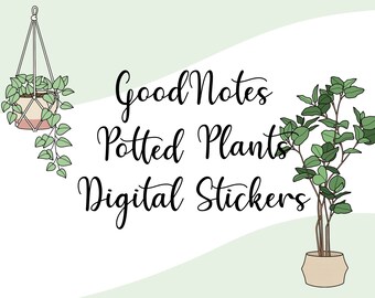 Potted Plants Digital Stickers: GoodNotes Planner Icons (PNG) (Digital Download)