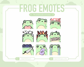 9x Froggy Twitch Emotes | Cute Kawaii Streamer Bit Badges