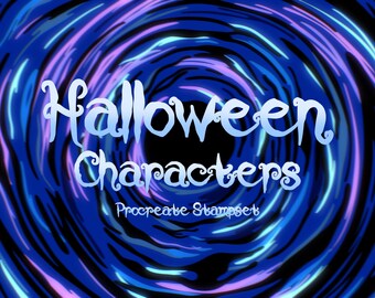 Halloween Characters Procreate Stampset | 15 Digital Stamps for Procreate | Spooky Season