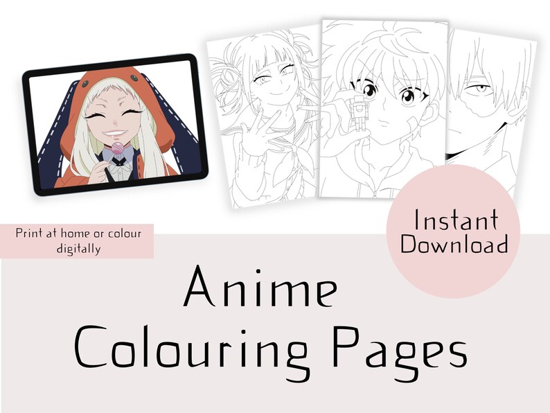 Anime Colouring Pages Instant Download Digital Download Colouring Pages