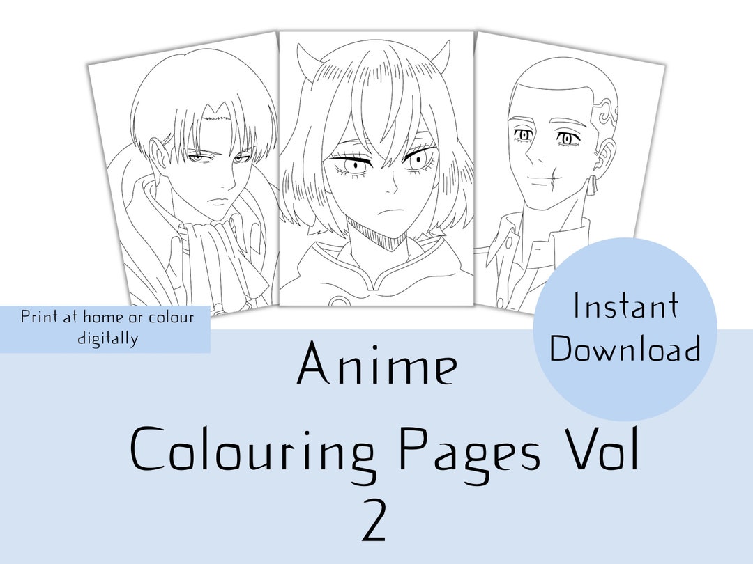Anime Colouring Pages Volume 2 | Instant Download | Anime | Colouring Pages | Digital Colouring ...