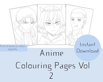 Anime Coloring Pages: Volume 2, 24 Characters (PDF & PNG)
