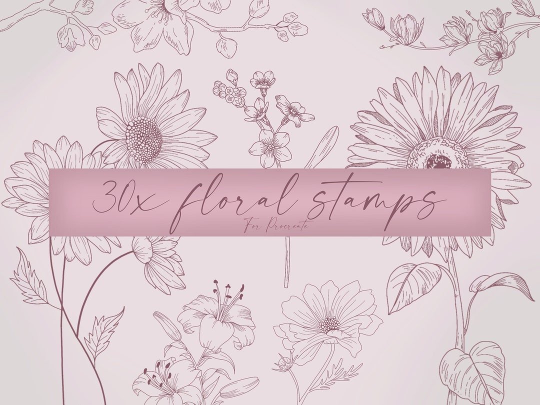 30 Floral Stamps | Procreate Stamp Set | Flower Stamps - Etsy