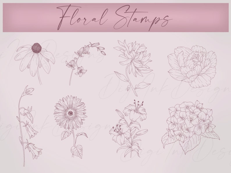 30 Floral Stamps | Procreate Stamp Set | Flower Stamps - Etsy
