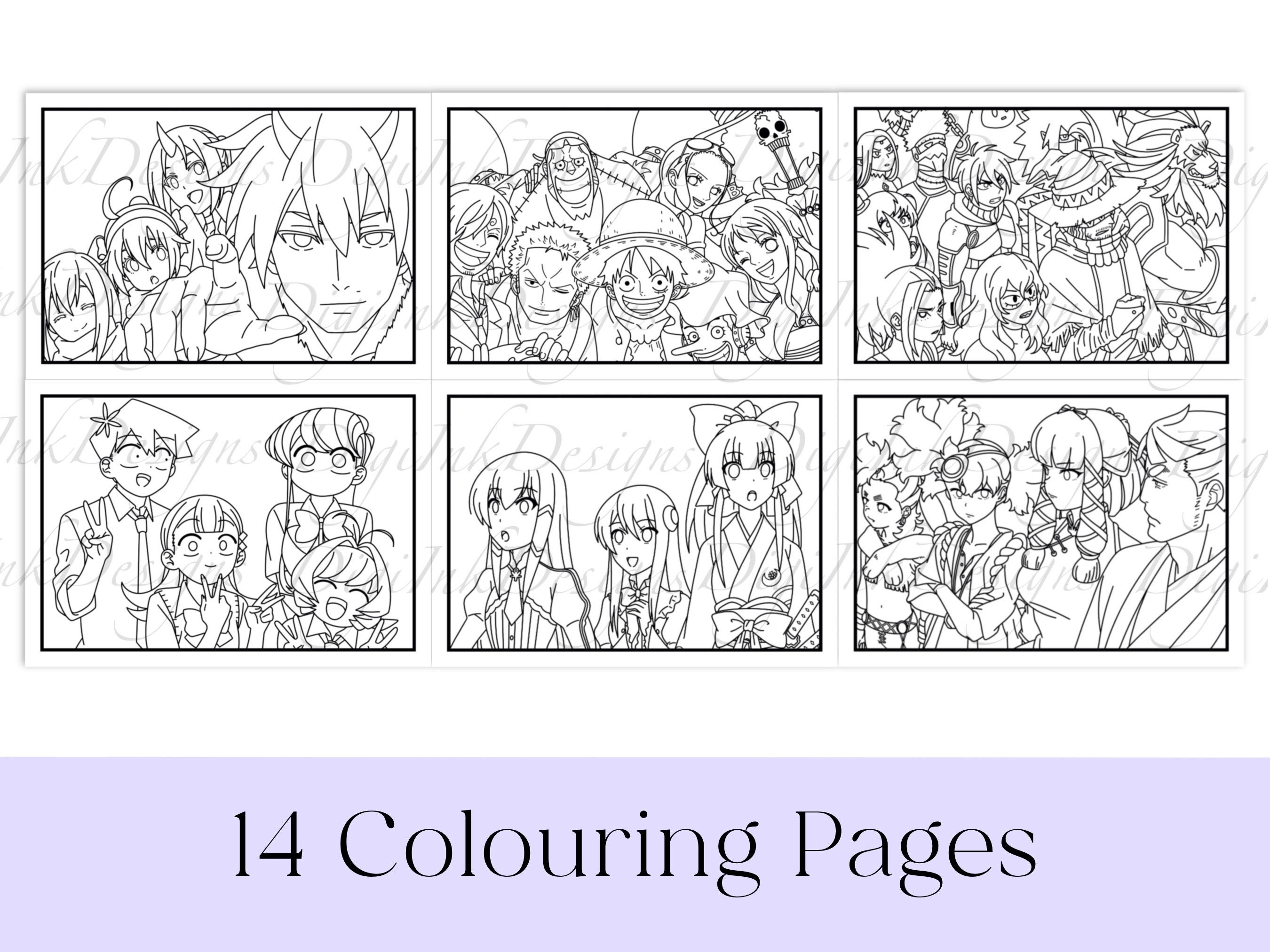 Anime Coloring Pages Vol 3: 14 Printable Manga Characters (PDF & PNG ...