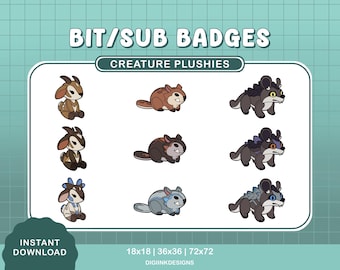 Creature Plushies Twitch Bit/Sub Badges (Digital Download)