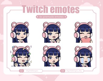6 Chibi Girl Twitch Emotes: Kawaii Streamer Badges