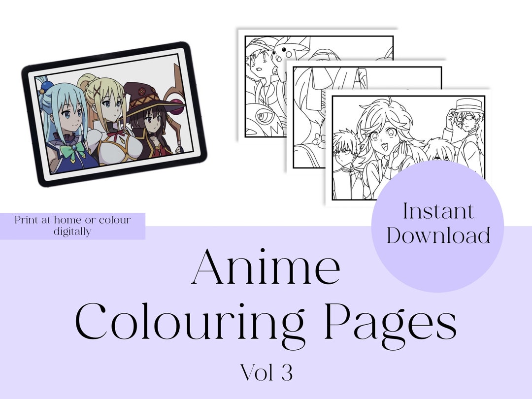 Anime Colouring Pages | Vol 3 | Printable | Digital | Digital Colouring Pages | Procreate ...