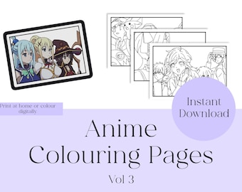 Anime Coloring Pages Vol 3: 14 Printable Manga Characters (PDF & PNG)