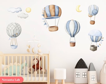 Globos aerostáticos en la pared de vuelo pegatina para niños