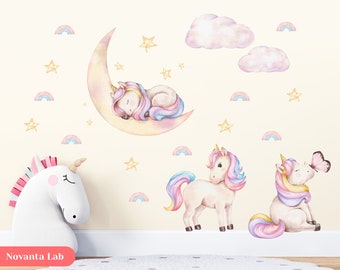 Beautiful Unicorn Stickers for Children's Rooms Easy to mount on wall or furniture