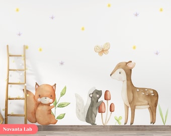 Pegatinas de pared grandes con animales del bosque para niños