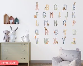 Alfabeto colorido pegatina de pared temática animales del bosque dos dimensiones