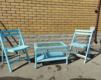 Baby blue wicker patio furniture