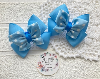 Set of 2 Hair bow bobbles 3.5 inch Grosgrain ribbon bow Hair accessories Pigtail bows  Girl hair nylon band bows summer bows