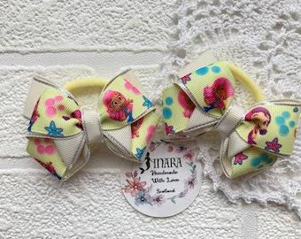 2er Set Haarschleife Bommeln 3 Zoll Ripsbandschleife Haarschmuck Zopfschleifen Mädchenhaare Nylonbommel Charakterschleifen Sommerschleifen