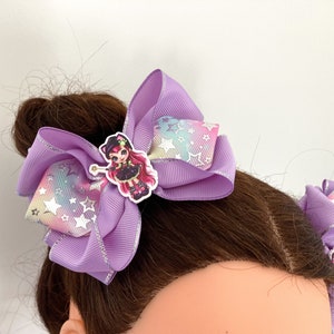 Set of 2 Hair bow clips 4 inch Grosgrain ribbon bow Hair accessories Pigtail bows  Girl hair clips Alligator clips Character bows
