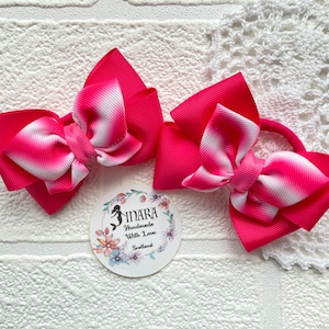 Set of 2 Hair bow bobbles 3.5 inch Grosgrain ribbon bow Hair accessories Pigtail bows  Girl hair nylon bobble bows summer bows
