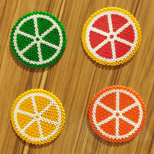 Set of Four Car Coaster, Fruity Hama Bead Coaster Set