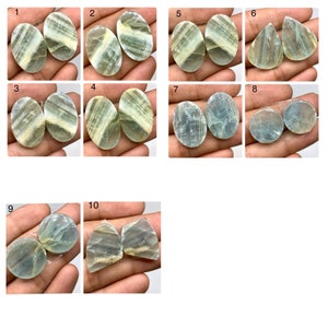 Natural Aquamarine Pair Cabochon Loose Gemstone Cut Pendant Earrings Size Aquamarine Pairs  AAA+ 1