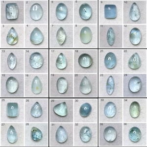 Natural Aquamarine  Cabochon Loose Gemstone Cut Pendant Size Ring Size Aquamarine AAA+ 2