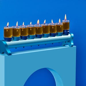 Colorful Anodized Chanukkia - Contemporary Judaica Art - Modern Design, Colorful, Hanukkah gifts, Cones Menora, Special Jewish Wedding Gift
