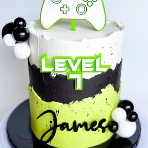 Personalized Gamer Cake Topper: Level Up Gaming Birthday