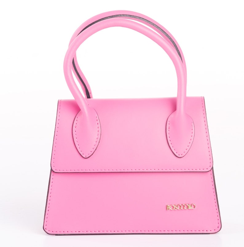 BOSCCOLO Leather Shoulder Bag Flap Closure Pink Etsy