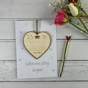 Tarjeta personalizada del día en que comenzó nuestra historia de amor, tarjeta del día de San Valentín, tarjeta de recuerdo de una fecha especial, recuerdo de la fecha en que nos conocimos, fecha para recordar: novio