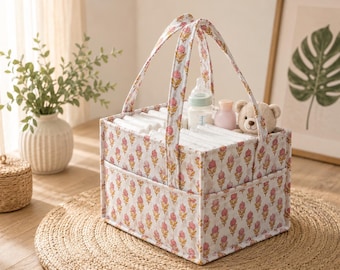Gepersonaliseerde Babyluier Caddy Organizer Kinderkamer Speelgoed Opbergmand Draagbare Pasgeboren Benodigdheden Houder Babyshower Cadeau Aangepaste Naam Tas